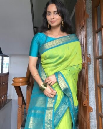 Kalyani cotton saree-green&teal