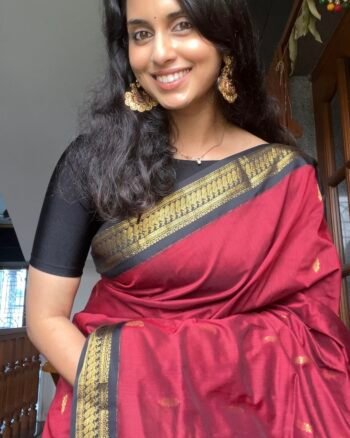 kalyani cotton saree-maroon&black