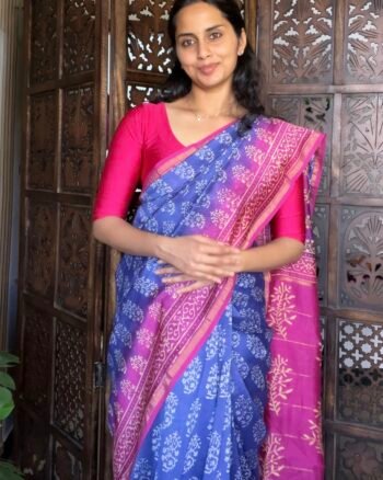 Elegant Hand Blocked chanderi silk saree Saree for Timeless Grace