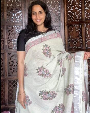 Elegant Hand Block Linen Sarees for Graceful Style