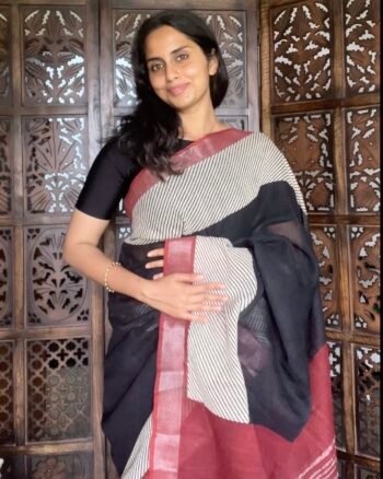 Elegant Hand Block Linen Sarees for Graceful Style