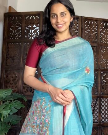 Elegant Tissue Embroidered Saree for Festive Glamour