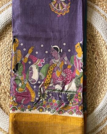 Dola Silk Saree with Kalamkari Prints – Classic Ethnic Elegance