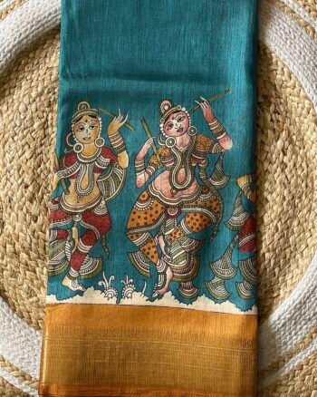 Dola Silk Saree with Kalamkari Prints – Classic Ethnic Elegance