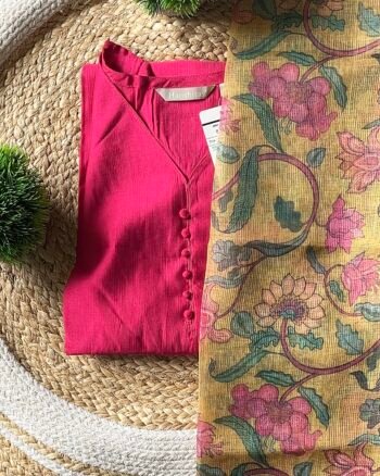 Kurti with Kalamkaari Kota Dupatta –Elegant Ethnic Wear